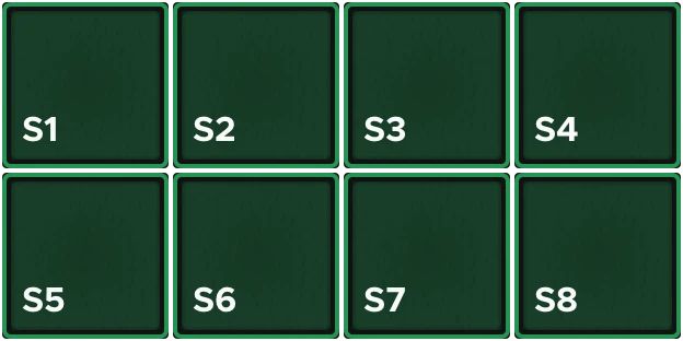 Scene Launcher macro — eight numbered scene trigger buttons