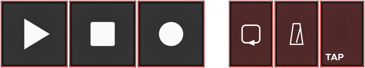Transport XL macro — play, stop and record with loop, metronome and tap